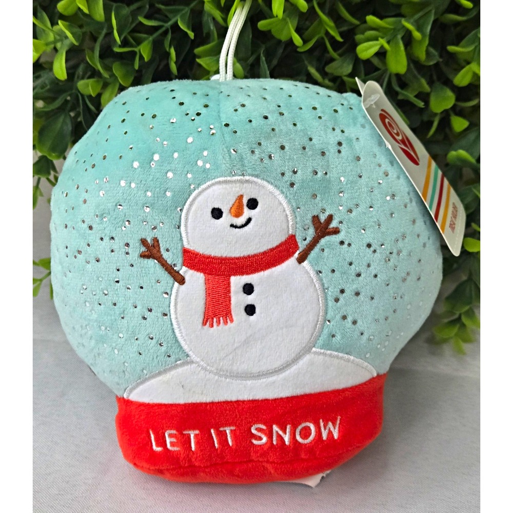American Greetings Christmas Plush Snow Globe Snowman Treat Gift Card Holder NWT